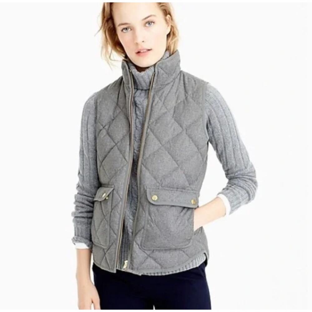 J. Crew Excursion Grey Quilted Vest Size XS